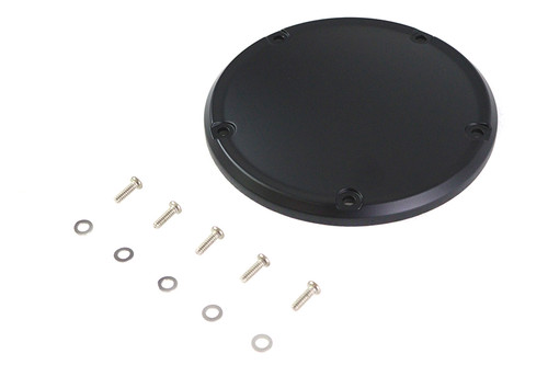 V-Twin #78617F - M8 Flat Black 5-Hole Smooth Derby Cover