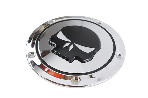 V-Twin #78285 - Chrome 5 Hole Skull Derby Cover