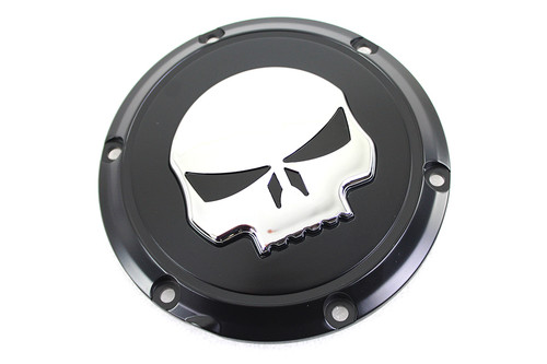 V-Twin #78286B - Black 6 Hole Skull Derby Cover