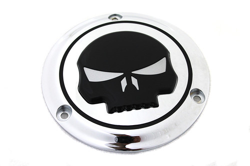 V-Twin #78287 - Chrome 3 Hole Skull Derby Cover