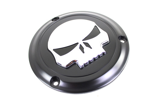 V-Twin #78287B - Black 3 Hole Skull Derby Cover
