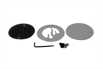 V-Twin #62149B2 - Black Mesh Flame Chrome Ignition System Cover