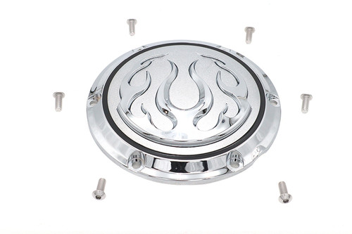 V-Twin #77572 - Chrome 6-Hole Flame Derby Cover