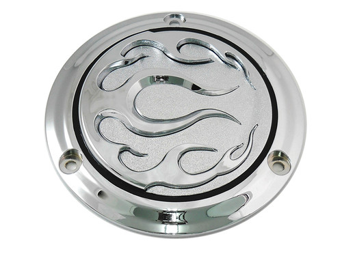 V-Twin #77573 - Chrome 3-Hole Flame Derby Cover