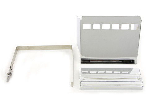 V-Twin #75973B - Chrome Square Battery Cover Kit