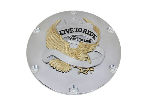 V-Twin #76189GS4 - Eagle Spirit Derby Cover Gold Inlay