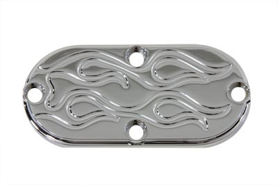 V-Twin #74834 - Oval Inspection Chrome Flame