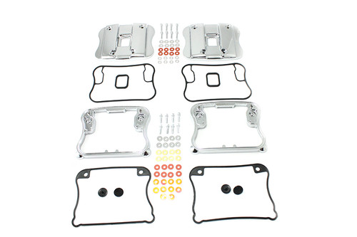 V-Twin #33-0090TD - Top Rocker Box Cover and D-Ring Kit Chrome