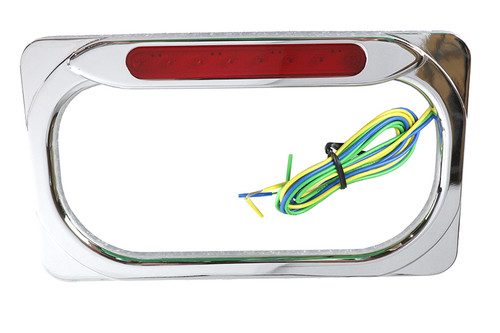 V-Twin #28-6071 - License Plate Frame Chrome Billet with LED Top Lamp