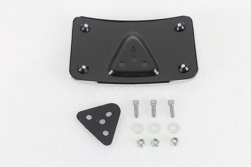 V-Twin #76596 - License Plate Bracket Curved Laydown Style Chrome Billet