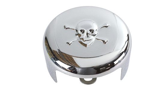 V-Twin #76636S - Skull Round Horn Cover Chrome