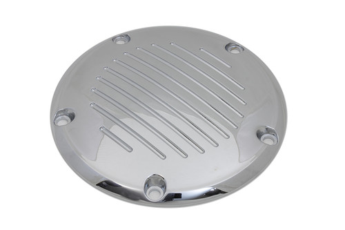 V-Twin #77688 - Chrome Grooved 5-Hole Derby Cover