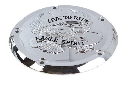 V-Twin #78617E - Eagle Spirit Derby Cover Chrome