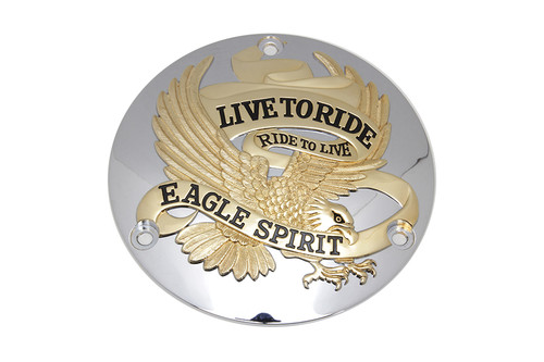 V-Twin #71941 - Eagle Spirit Derby Cover Gold Inlay