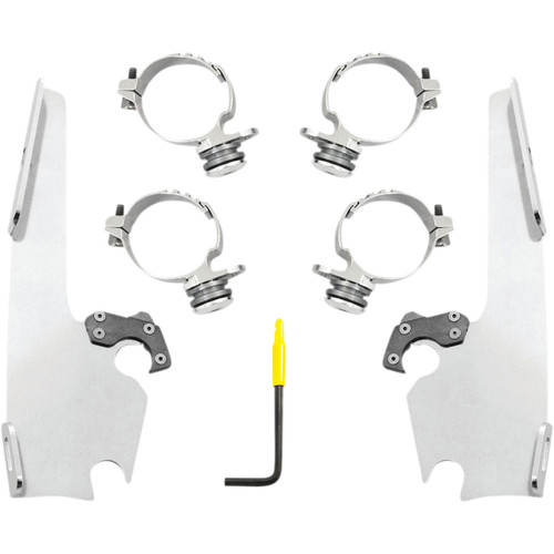 Memphis Shades #MEK2054 - Fats/Slim Windshield Trigger Lock Complete Mount Kit - Polished - XL