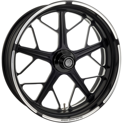 RSD #1204-7106R-HUTAJ-BM - Wheel - Hutch - Front - Dual Disc/with ABS - Black/Contrast Cut™ - 21x3.5 - '08+ FL