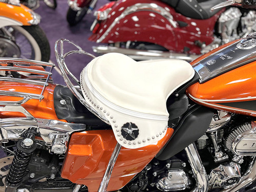 V-Twin - White Leather Solo Seat Kit