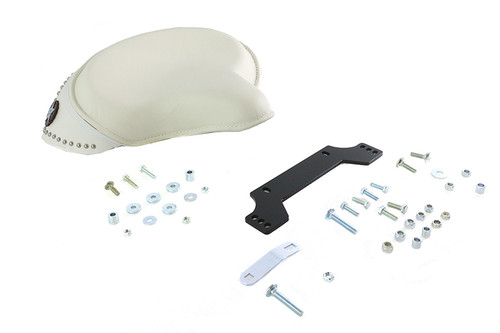 V-Twin - White Leather Solo Seat Kit