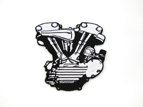 V-Twin #68116 - Black and White Knucklehead Engine Patches