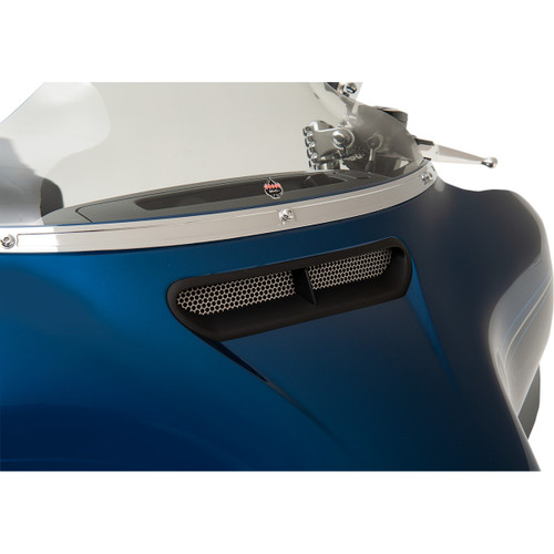 Klock Werks #KWS-01-0002 - Fairing Vent Screen - Round - Chrome - FLHT/FLHX