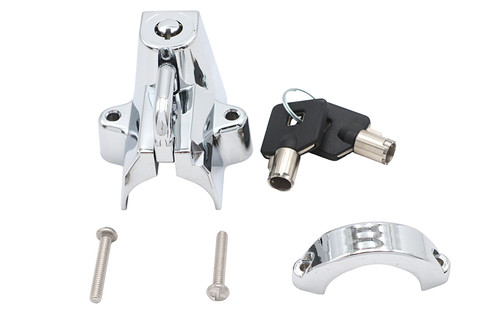 V-Twin #78199 - Chrome Helmet Lock with Pipe Key