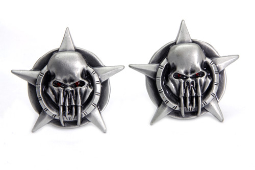 V-Twin #13-1226 - Skull on Star License Plate Topper Set