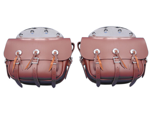 Pac-Kit #37-C BRN/BLTCON - Brown Leather Replica Saddlebag Set
