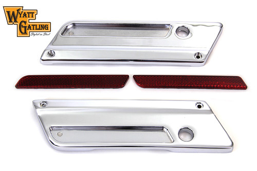 V-Twin - Wyatt Gatling Saddlebag Face Plate with Red Reflector Set