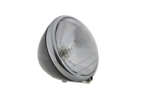 V-Twin #20-0327 *QTY12* - 6-1/2 inch Spring Fork 6 Volt Headlamp Black