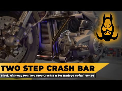 Hogworks Black Highway Peg Two Step Crash Bar for Harley® Softail '18-'25