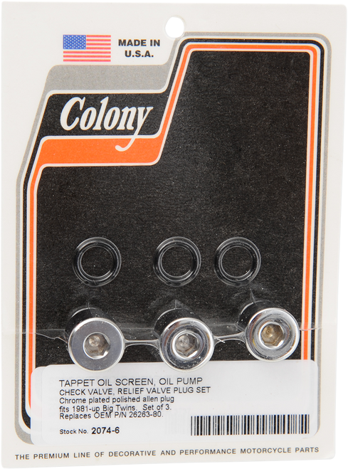 Plug Kit Oil Pump 81-99 Big Twin