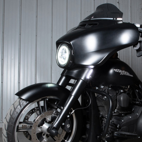 Hogworks 7" Led Black Halomaker® Headlight (daymaker Replacement) for Harley® Touring & Softail