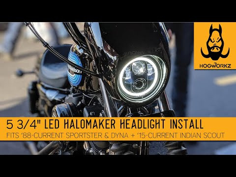 Hogworks 5 3/4" Led Chrome Halomaker® Headlight for Harley® Sportster, Dyna , Softail & Indian Motorcycles®