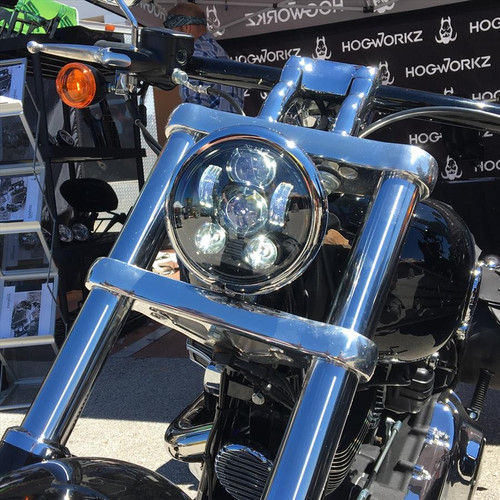 Hogworks 5 3/4" Led Blackout V2 Headlight for Harley® Sportster, Dyna, Softail & Indian Motorcycles®