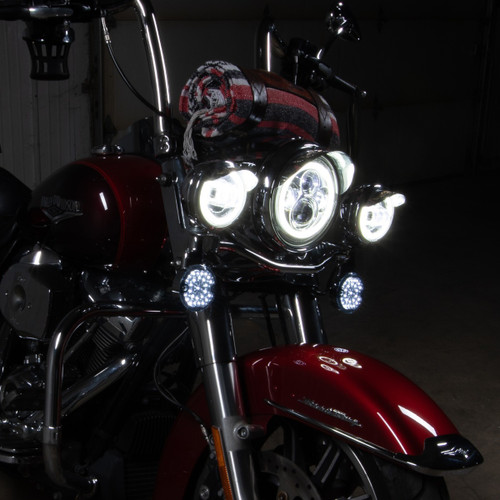 Hogworks Chrome 4.5" Led Halomaker® Auxiliary Passing Lamps for Harley® & Indian®