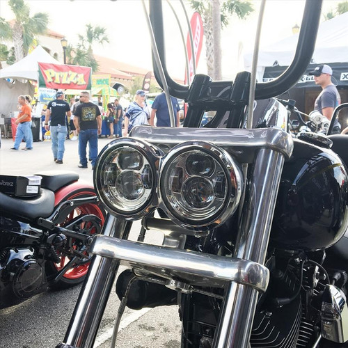 Hogworks 4.65" Chrome Led Headlight for '08-'17 Harley® Dyna Fat Bob