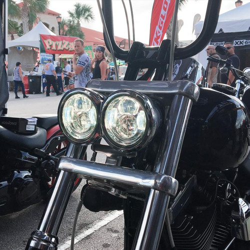 Hogworks 4.65" Chrome Led Headlight for '08-'17 Harley® Dyna Fat Bob