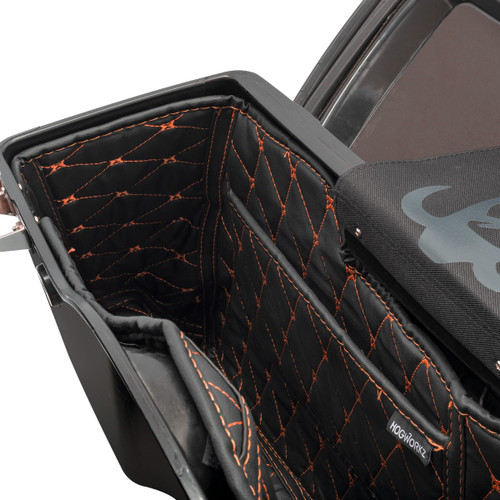 Hogworks Hogworkz® Aftermarket Stretched Saddlebag Liners '94-'13 | Black w/ Orange Stitching