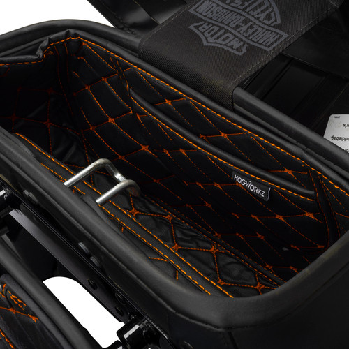 Hogworks Hogworkz® Saddlebag Liners Fits Oem Softail Heritage '18-'25 | Orange Stitching
