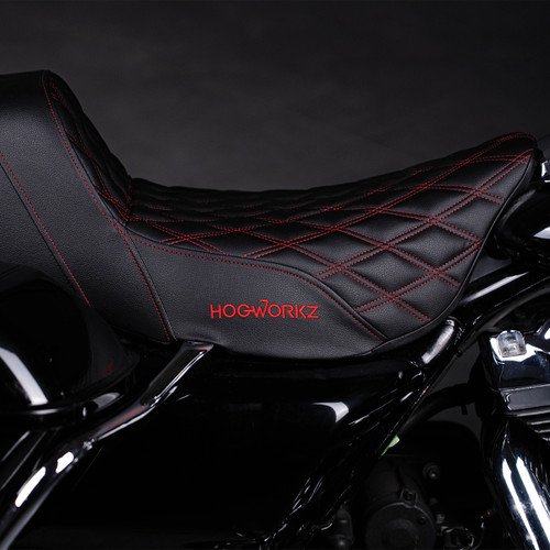 Hogworks Rise Up Seat for Harley® Touring '08-'25 (diamond / Red Stitch)