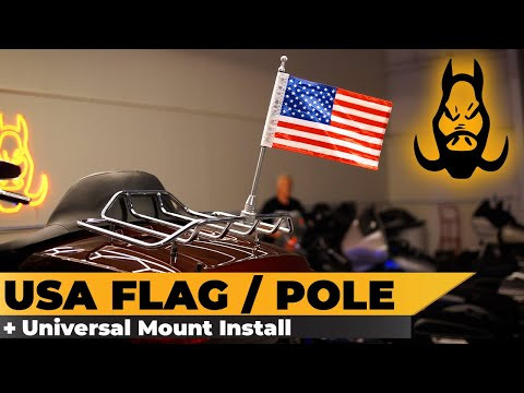 Hogworks Usa Flag / Pole with Luggage Rack Mount for Harley-davidson® | Chrome