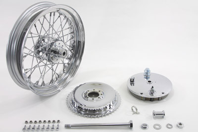 V-Twin - 16 inch x 3.00 inch Wheel and Brake Drum Assembly Chrome