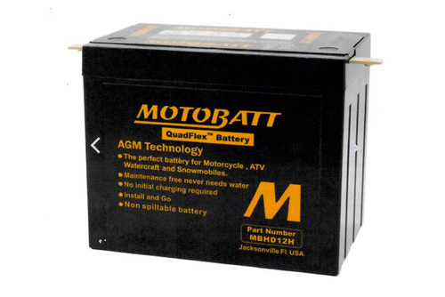 Motobatt #MBHD12H - 12 Volt AGM H-12 Sealed Battery Black
