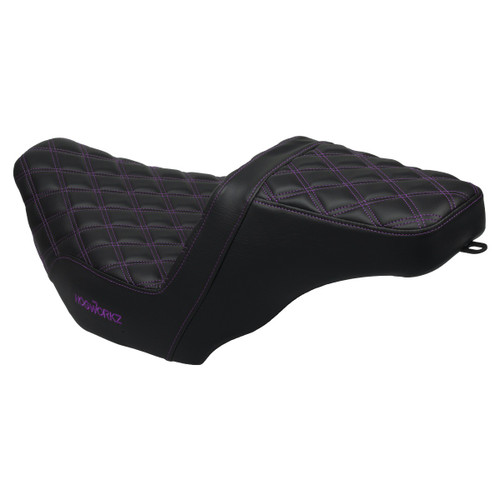 Hogworks Rise Up Seat for Harley® Touring '23.5-'25 (diamond / Purple Stitch)