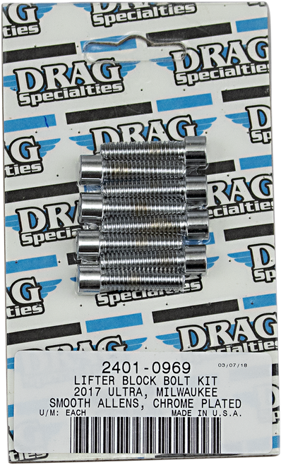 Lifter Block Smooth Bolt Kit - Chrome - M8