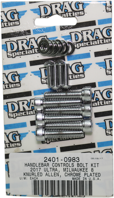 Handlebar Control Knurled Bolt Kit - Chrome - M8