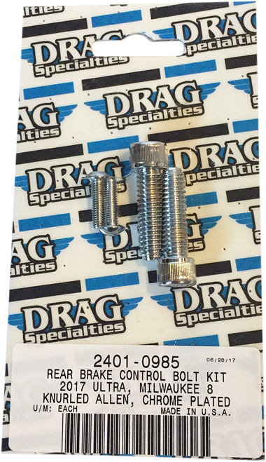 Rear Brake Knurled Bolt Kit - Chrome - M8