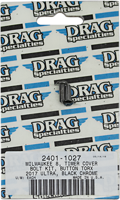 Timer Cover Knurled Bolt Kit - Black/Chrome - M8