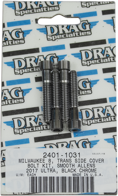 Transmission Cover Smooth Bolt Kit - Black/Chrome - M8