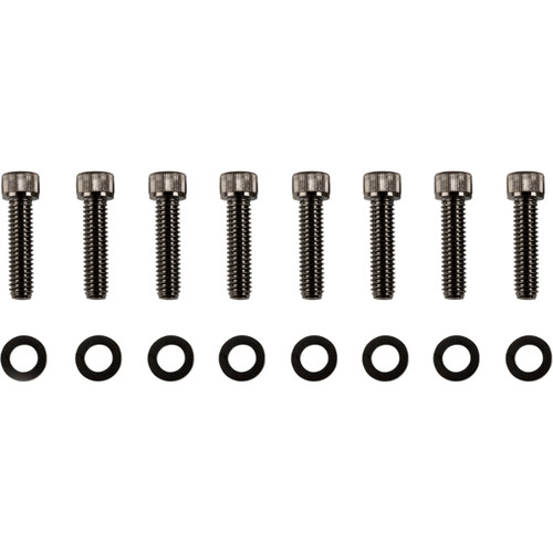 Drag Specialties - Bolt Kit - Transmission Bearing Housing - Knurled/Socket-Head - Black/Chrome - M8